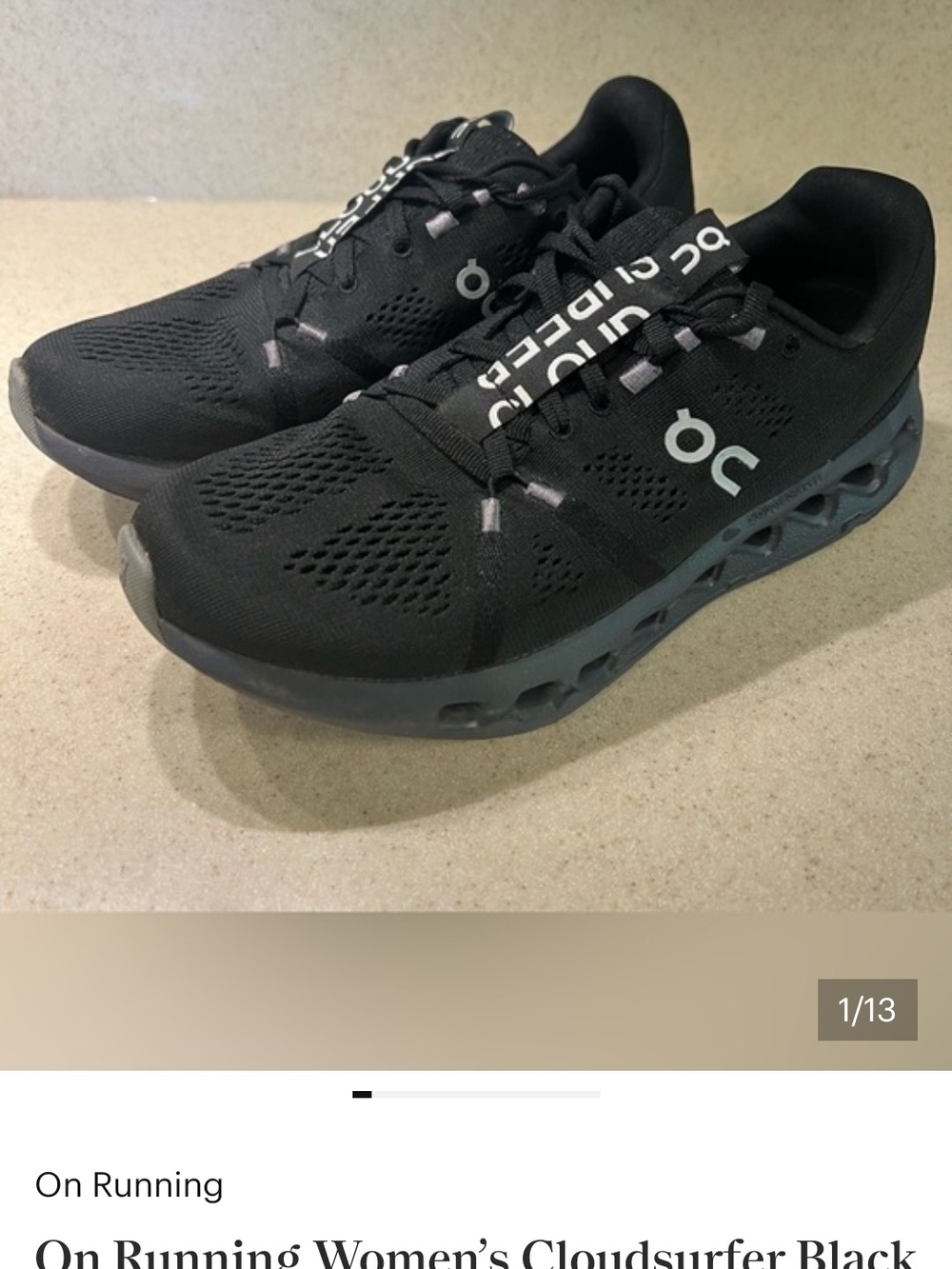 On Cloud Black Running Sneakers with White Logos - Picture 7 of 7